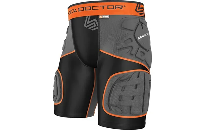 New Shock Doctor Ultra Shockskin 5-Pad Extended Thigh Impact Shorts Blk/Gry XXL