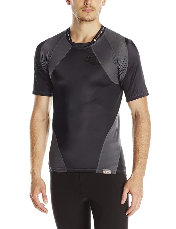 New Shock Doctor Velocity ShockSkin Football Short Sleeve Shirt XL Blk/Gry