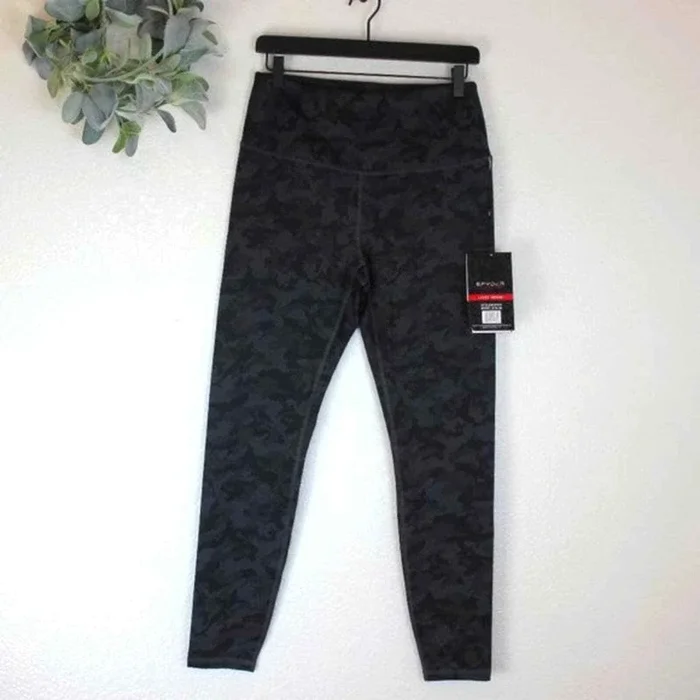 New Spyder Lined Thick High Rise Dark Camo Workout Leggings