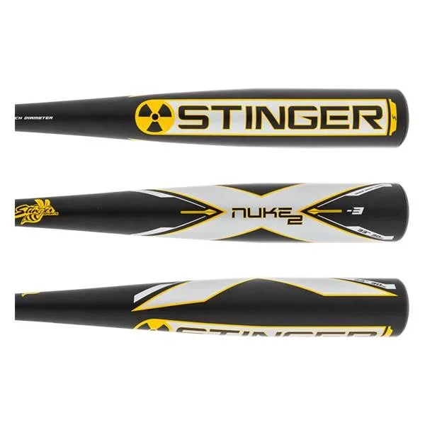 New Stinger NUKE 2 BBCOR Baseball Bat 2 5/8″ Diameter Black/Yellow (-3)