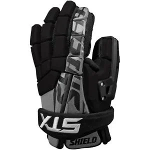 New STX Adult Large Shield Lacrosse Goalie Gloves Black/Gray