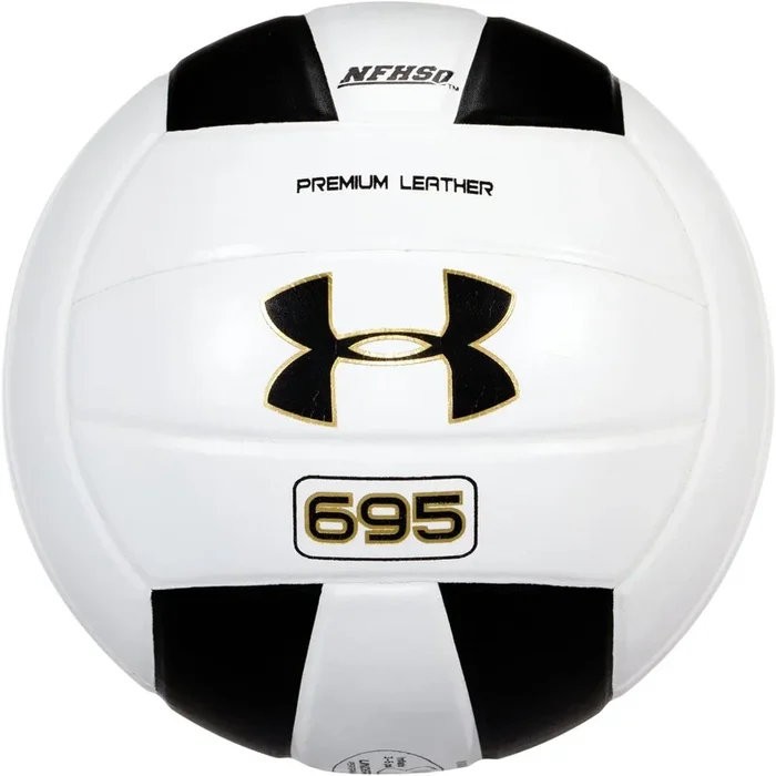 New Under Armour 695 Indoor Match Play Leather Volleyball, Official Size Blk/Wht
