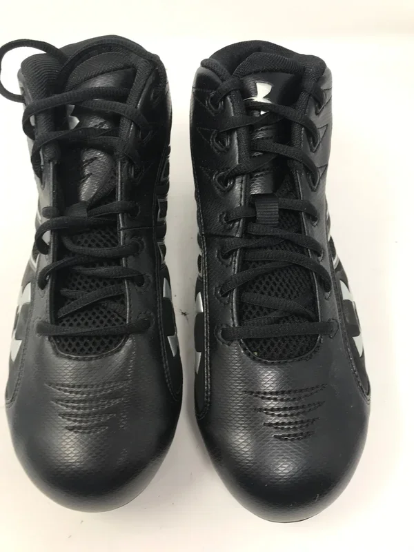 New Under Armour AU Prowler Mid TPU Baseball Cleat Mens Size 8.5 Black/Silver