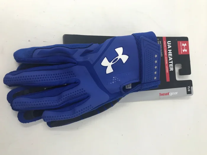 New Under Armour Boy’s Large UA Heater Batting Gloves Blue