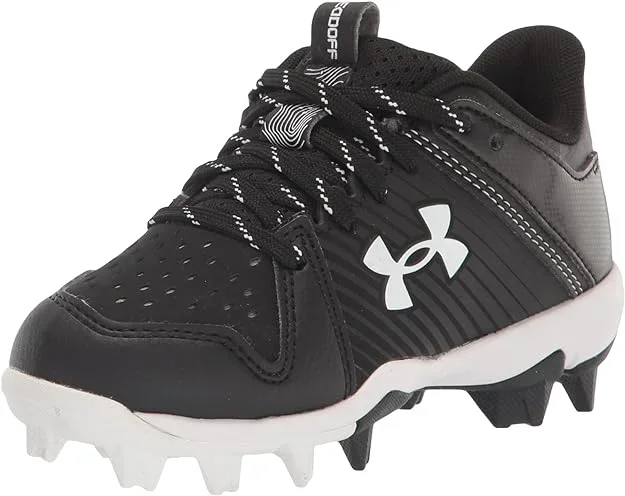 New Under Armour Boy’s Leadoff Low Junior Rubber Molded Baseball Cleat Shoe, Black, 2 Big Kid