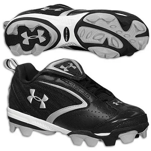 New Under Armour Leadoff Low Junior Baseball Cleat Youth Size 2Y Blk/Wht