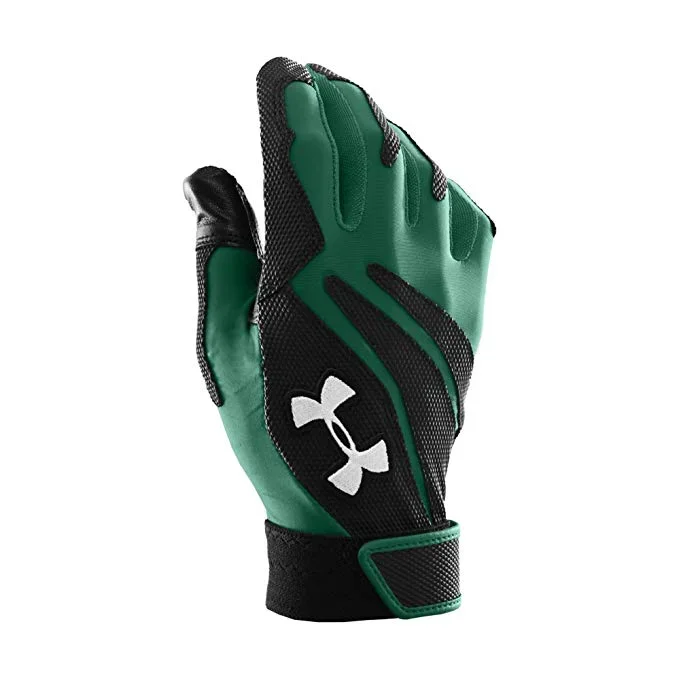 New Under Armour Men’s Clean Up IV Batting Gloves Black/Green Medium