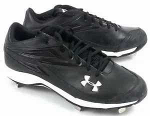 New Under Armour Men’s Clean Up Low ST Metal Baseball Cleats Black/White 10.5