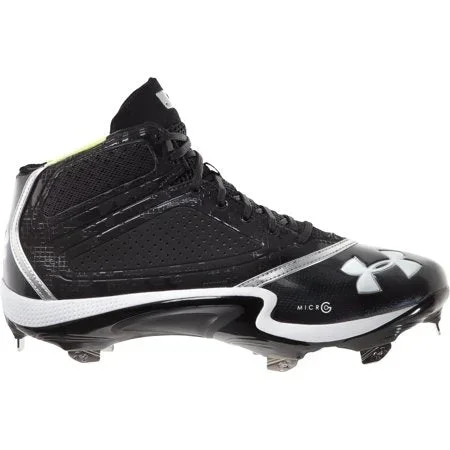 New Under Armour Men’s UA Heater Mid ST Baseball Cleats size 11.5 Black/White