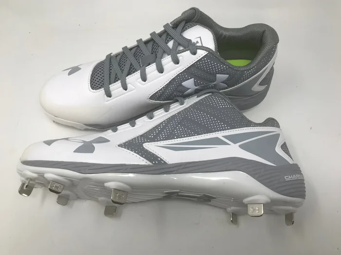 New Under Armour Men’s UA Yard Low ST Baseball Cleats 10 Mm White/Gray