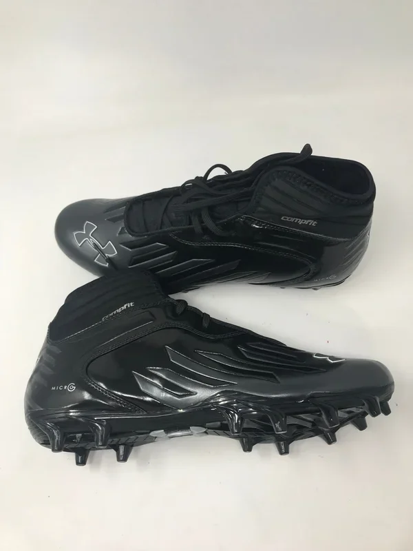 New Under Armour Nitro Diablo MC Compfit Football Cleat Mens 9.5 Blk/Blk