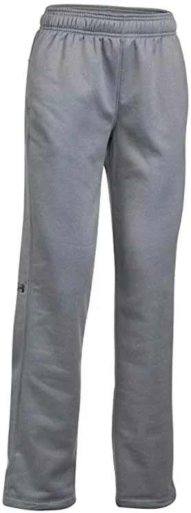 New Under Armour Women’s Double Threat Armour Fleece Pant Med Gray w/ Black Logo
