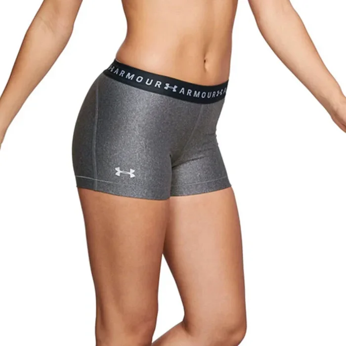 New Under Armour Women’s Heatgear Armour Shorty Shorts Gray/Black Large