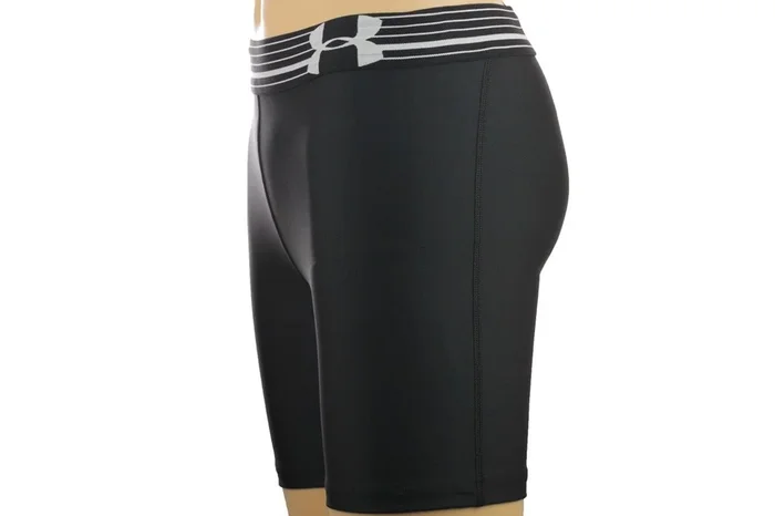 New Under Armour Women’s Heatgear Compression Mid Shorts Black/White Small