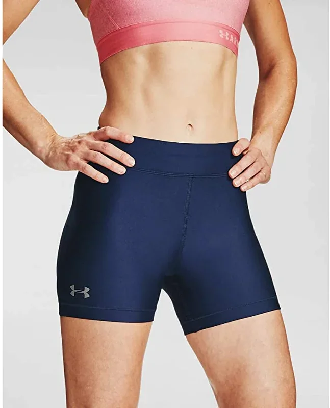 New Under Armour Women’s HeatGear Middy Shorts Large Navy Compression fit