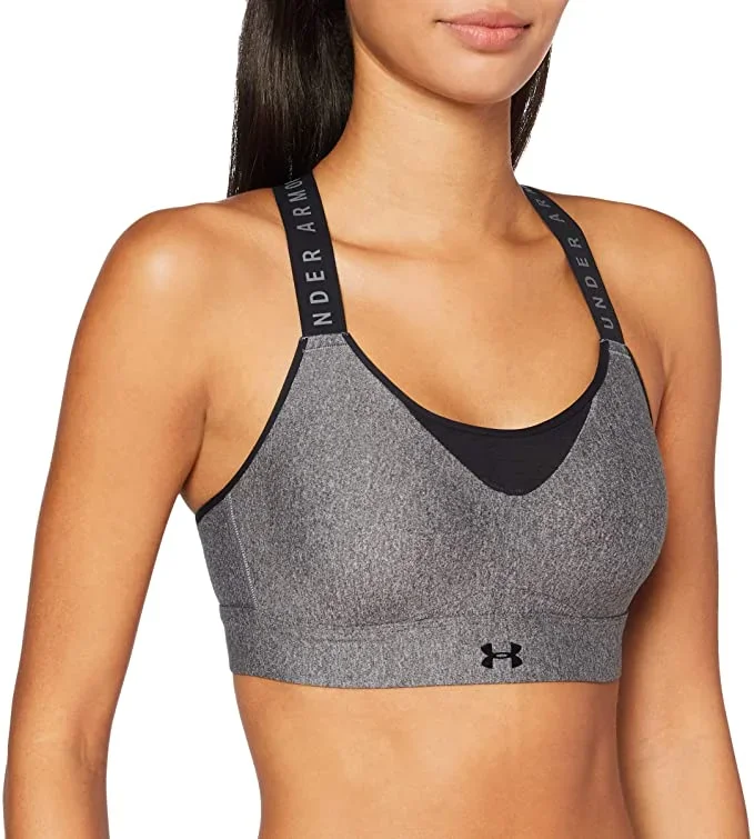 New Under Armour Women’s Infinity High Heather Bra X-Small Gray/Black
