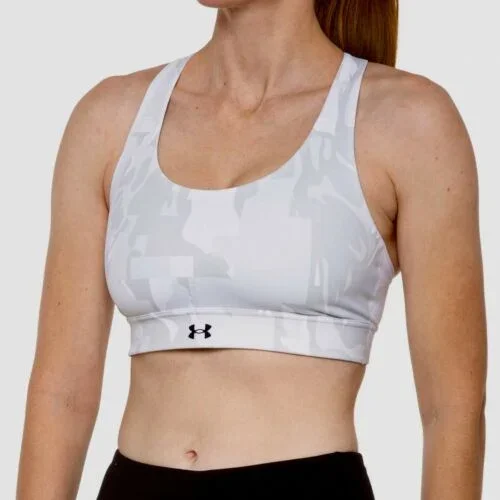 New Under Armour Women’s Iso-Chill Mid Team Sports Bra Small White/Camo