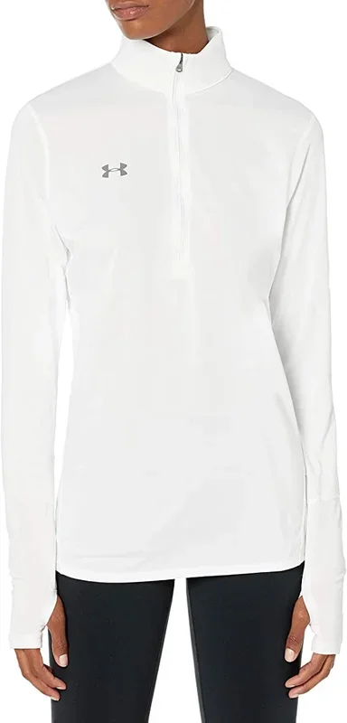 New Under Armour Women’s Locker 1/2 Zip T-Shirt Large White/Gray
