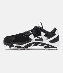 New Under Armour Women’s Spine Glyde ST Softball Size 8.5 Blk/White Metal Cleat