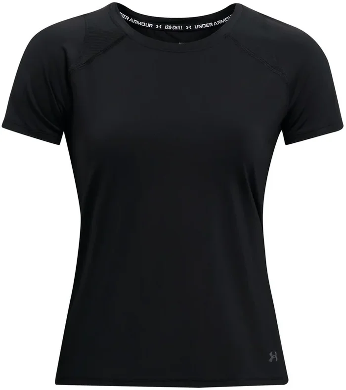 New Under Armour Women Iso-Chill Run Short Sleeve Shirt Medium Black