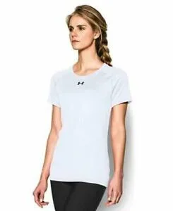 New Under Armour Women Locker Lightweight SS T-Shirt Large White/Black