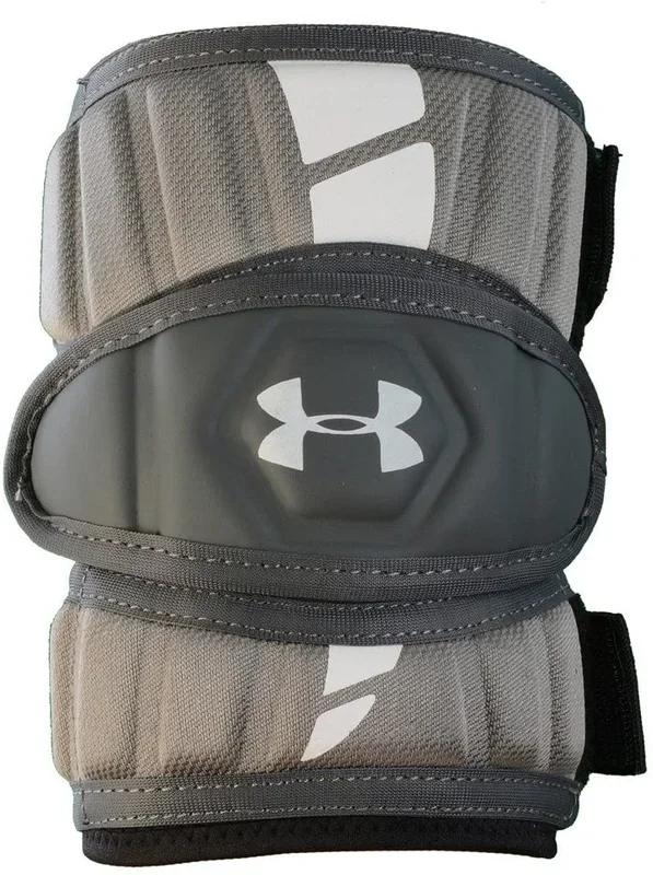 New Under Armour Youth Medium 3 Piece Construction Lacrosse Elbow Guards Gry/Wht