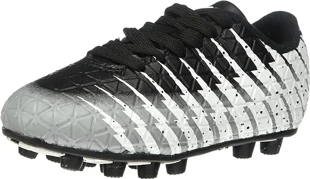 New Vizari Bolt FG Outdoor Soccer Shoes Molded Cleats 2.5Y Black/White/Silver