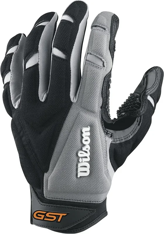 New Wilson Adult GST Trench Receivers Football Gloves Large Gray/Black