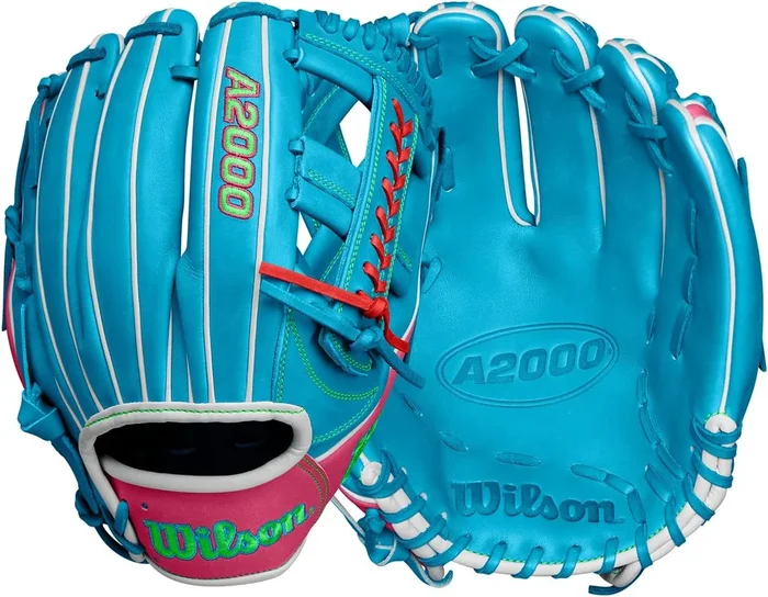 New Wilson Fall 2024 A2000® Baseball Gloves 11.75 Inch RHT Infield Blue/Pink