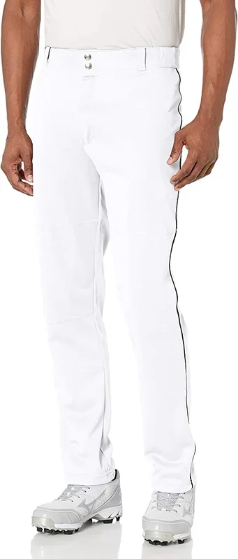 New Wilson Men Classic Relaxed Fit Piped Baseball Pant Small White/Black Piping