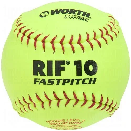 New Worth RIF 10 Sof-Dot 12in Pro Tac Fast Pitch Softballs One Dozen 12 Yellow