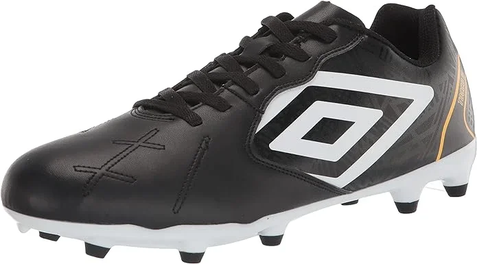 NewUmbro Men’s Tocco II League FG Soccer Cleat, Black/White/Saffron, 10.5