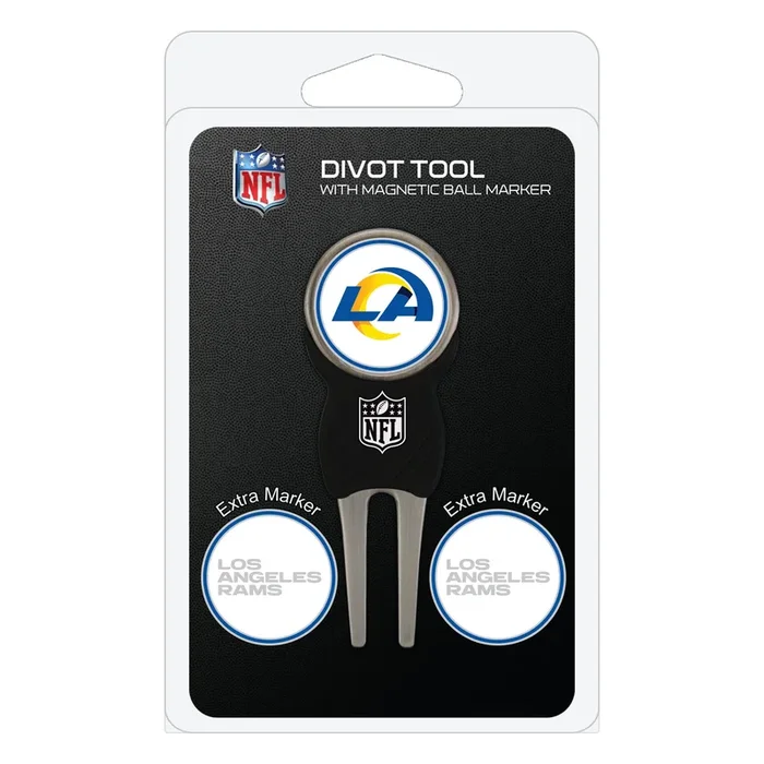 NFL Adult-Unisex Divot Repair Tool with 3 Double-Sided Removable Magnetic Golf Ball Marker (Los Angeles Rams)