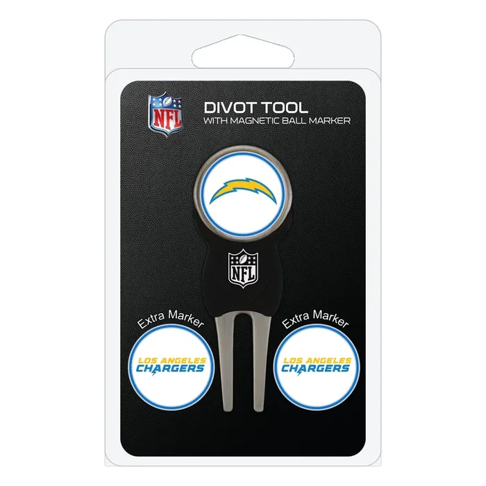 NFL Adult-Unisex Divot Repair Tool with 3 Double-Sided Removable Magnetic Golf Ball Marker (San Diego Chargers)