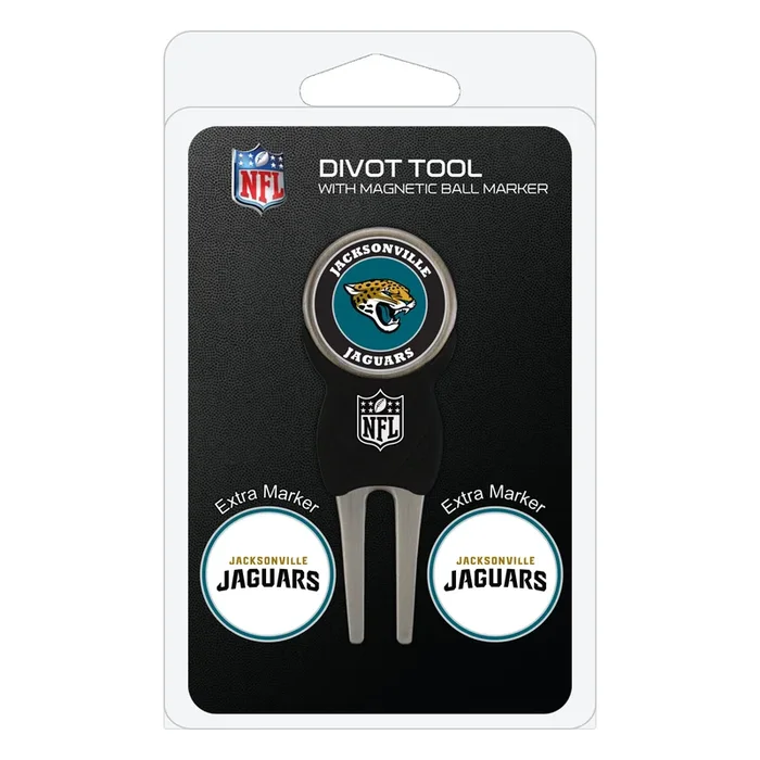 NFL Adult-Unisex Divot Repair Tool with 3 Double-Sided Removable Magnetic Golf Ball Marker (Jacksonville Jaguars)