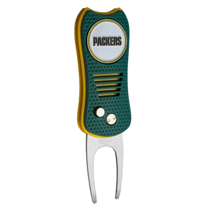 NFL Switchblade Divot Repair Tool with Double-Sided Removable Magnetic Ball Marker (Green Bay Packers)