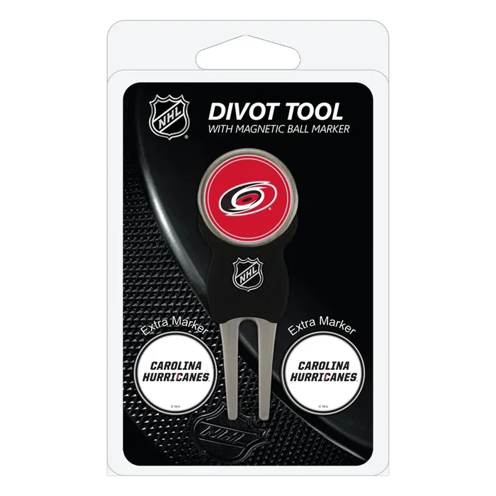 NHL Custom Golf Divot Tools with 3 Double-Sided Magnetic Ball Marker (Carolina Hurricanes)