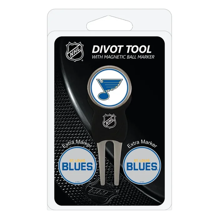 NHL Custom Golf Divot Tools with 3 Double-Sided Magnetic Ball Marker (St Louis Blues)