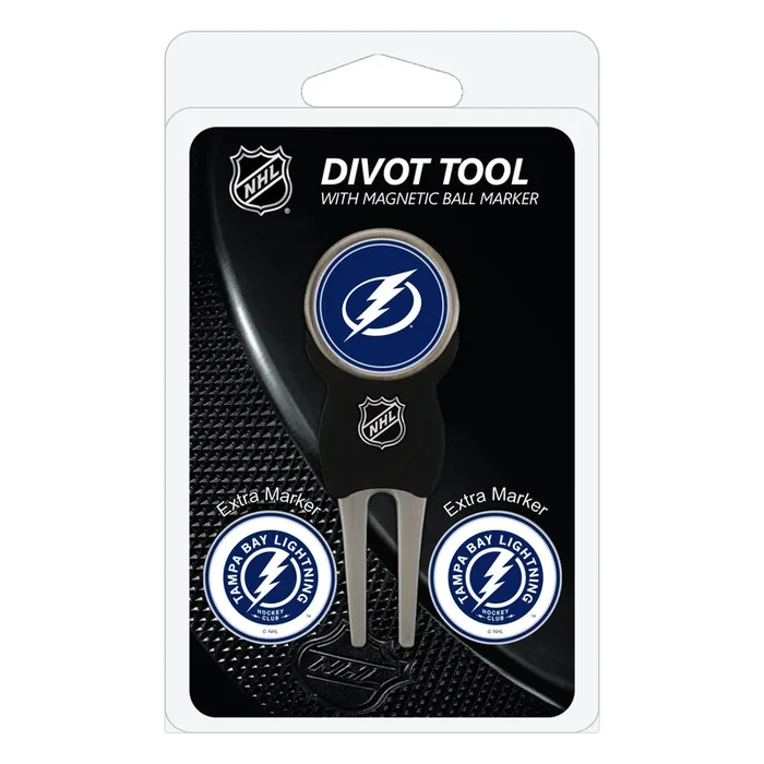 NHL Custom Golf Divot Tools with 3 Double-Sided Magnetic Ball Marker (Tampa Bay Lightning)
