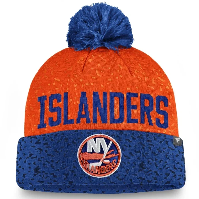 NHL New York Islanders Authentic Pro Draft Cuffed Knit Beanie with Pom