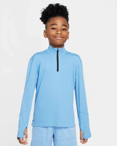Nike Dri-Fit Half Zip UV Kids Top Blue Beyond