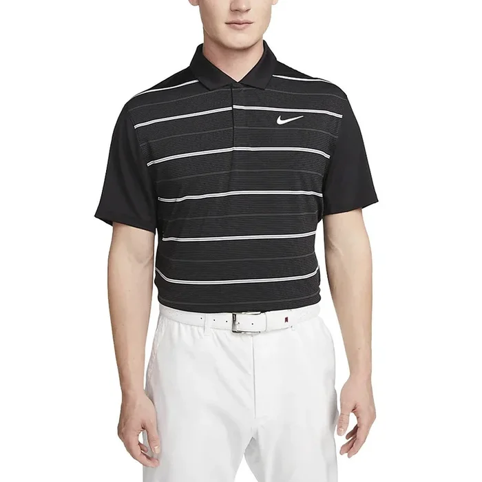 Nike Dri-FIT Tiger Woods Striped Golf Polo Black/Anthracite/White – SS23 Men