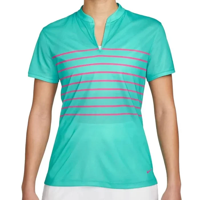 Nike Dri-FIT Victory Striped Golf Polo Washed Teal/Pink Prime – SS22 Women