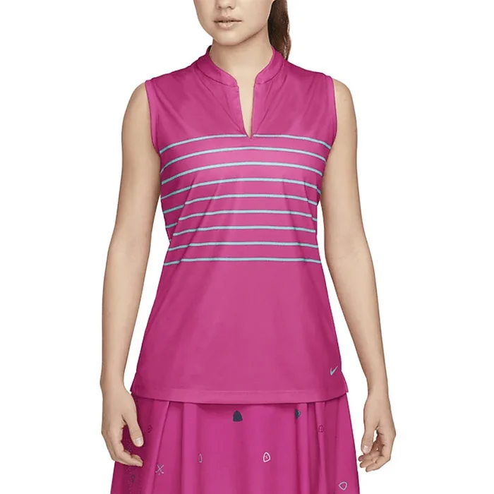 Nike Dri-FIT Victory Striped Sleeveless Golf Polo Active Pink/Washed Teal – SS22 Women