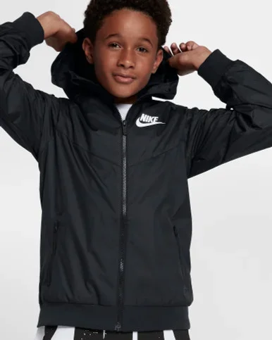 Nike Windrunner Full Zip Kids Jacket Black