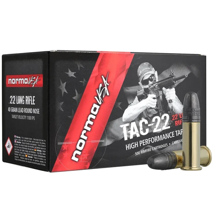 Norma TAC-22 Ammo 22 Long Rifle 40 gr Lead Round Nose 50 Box