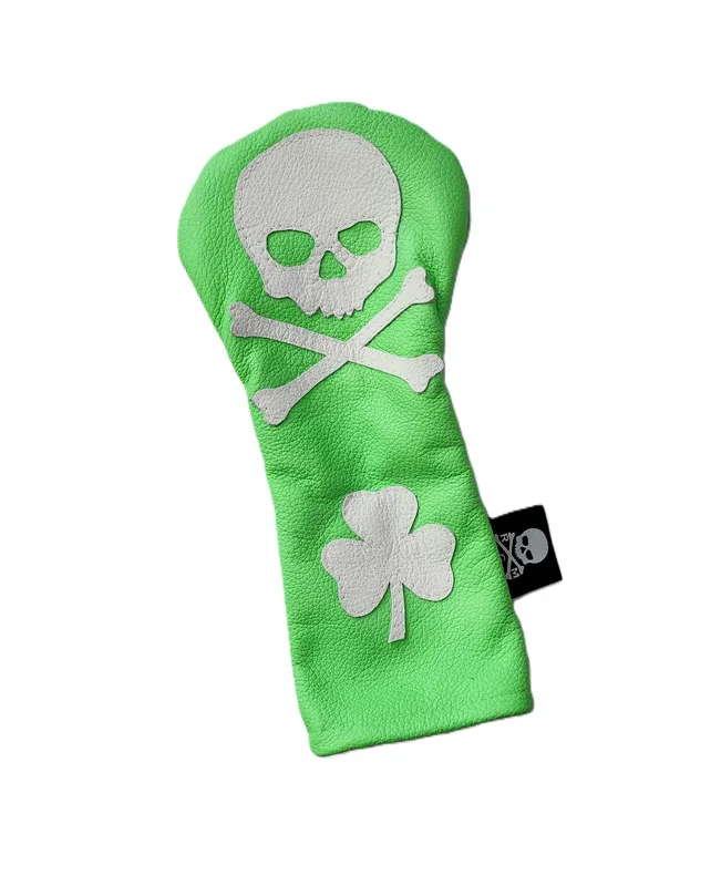 One-Of-A-Kind! Neon Green, Skull & Bones Shamrock Fairway Wood headcover!