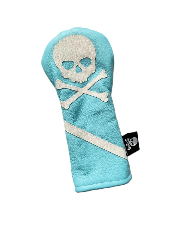 One-Of-A-Kind! Tiffany Blue, White Skull & Bones Fairway Wood headcover!