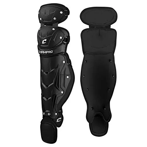 Open Box Champro Optimus MVP Leg Guards Senior League 14.5 Shin Length-Black