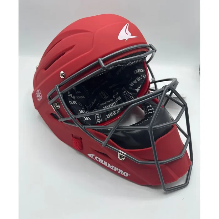 Open Box Champro Optimus Rubberized Matte Catcher’s Helmet-SCARLET BODY